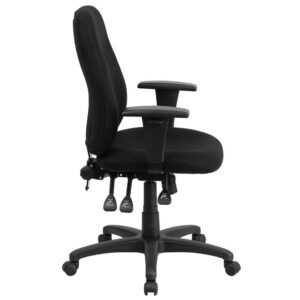 back angle and tilt lock. This chair offers great comfort benefits when having to sit for long periods at a time. A mid-back office chair offers support to the mid-to-upper back region. This chair is ideal for anyone who does a great deal of typing throughout the day and needs good back support. The locking back angle adjustment lever changes the angle of your torso to reduce disc pressure. Chair easily swivels 360 degrees to get the maximum use of your workspace without strain. The pneumatic adjustment lever will allow you to easily adjust the seat to your desired height. The adjustable armrests take the pressure off the shoulders and the neck