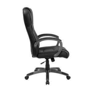 back and arms to provide comfort throughout the day. Having the support of an ergonomic office chair may help promote good posture and reduce future back problems or pain. High back office chairs have backs extending to the upper back for greater support. The high back design relieves tension in the lower back