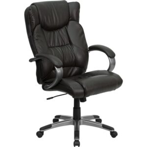 This plush LeatherSoft chair has a very appealing look to show off your modern taste in computer seating. Chair features generous padding on the seat