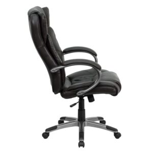 back and arms to provide comfort throughout the day. Finding a comfortable chair is essential when sitting for long periods at a time. Having the support of an ergonomic office chair may help promote good posture and reduce future back problems or pain. High back office chairs have backs extending to the upper back for greater support. The high back design relieves tension in the lower back