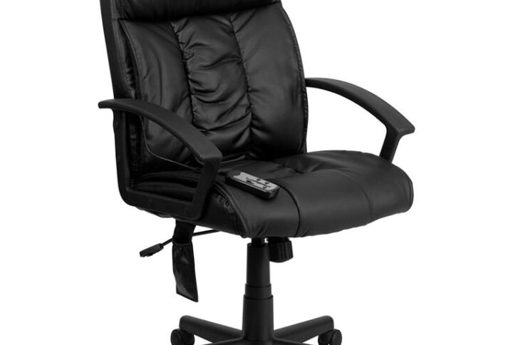 Enjoy a relaxing massage in the privacy of your own office with this incredibly comfortable LeatherSoft upholstered massaging executive office chair. The included remote has a variable slider intensity mode to get to your desired comfort level and has a designated side pocket when not in use. LeatherSoft is leather and polyurethane for added softness and durability. Finding a comfortable chair is essential when sitting for long periods at a time. Having the support of an ergonomic office chair may help promote good posture and reduce future back problems or pain. High back office chairs extend to the upper back for greater support and relieve tension in the lower back