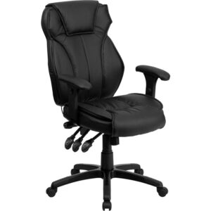 This attractive LeatherSoft office chair is loaded with options to maximize your comfort and productivity when you're working long hours. Its high-back