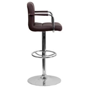 brown height adjustable bar stool. The simple design allows it to seamlessly accent any area in the home. Not only is this stool stylish