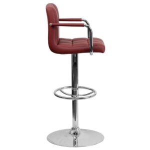 burgundy height adjustable bar stool. The simple design allows it to seamlessly accent any area in the home. Not only is this stool stylish