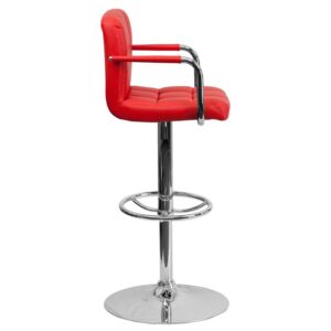 red height adjustable bar stool. The simple design allows it to seamlessly accent any area in the home. Not only is this stool stylish