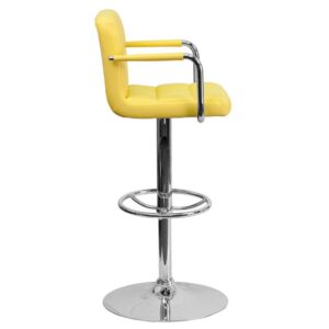 yellow height adjustable bar stool. The simple design allows it to seamlessly accent any area in the home. Not only is this stool stylish