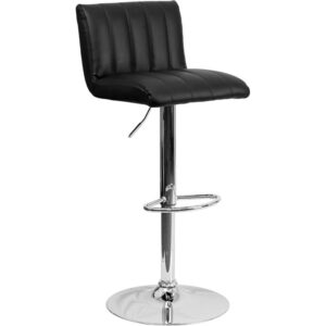 Sleek and stylish will be the bywords of this elegant adjustable height barstool. Featuring gorgeous black vinyl upholstery in a classic shade with a chrome base
