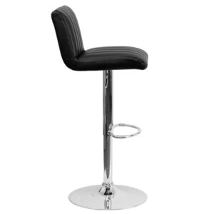 this designer chair will enhance the look of your decor and make an attractive statement in any home. The height adjustable swivel seat adjusts from counter to bar height with the handle located below the seat. The chrome footrest supports your feet while also providing a contemporary chic design. To help protect your floors
