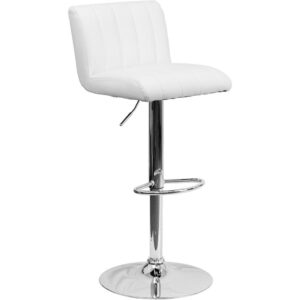 Sleek and stylish will be the bywords of this elegant adjustable height barstool. Featuring gorgeous white vinyl upholstery in a classic shade with a chrome base