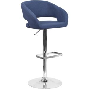 Everyone knows that the classics never go out of style and this blue fabric upholstered adjustable height barstool is the perfect example. A great fit for your breakfast bar or kitchen counter