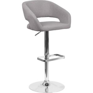 Everyone knows that the classics never go out of style and this gray fabric upholstered adjustable height barstool is the perfect example. A great fit for your breakfast bar or kitchen counter