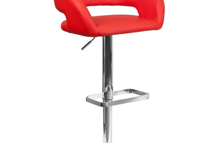 Everyone knows that the classics never go out of style and this red vinyl upholstered adjustable height barstool is the perfect example. A great fit for your breakfast bar or kitchen counter