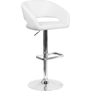 Everyone knows that the classics never go out of style and this white vinyl upholstered adjustable height barstool is the perfect example. A great fit for your breakfast bar or kitchen counter
