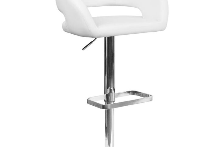 Everyone knows that the classics never go out of style and this white vinyl upholstered adjustable height barstool is the perfect example. A great fit for your breakfast bar or kitchen counter