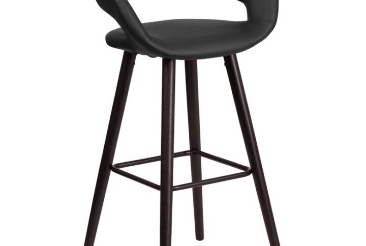 This exquisitely designed black counter stool will add an elegant touch to your home. This upholstered stool will appeal in your kitchen