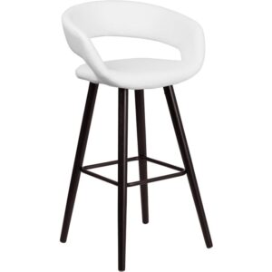 This exquisitely designed white counter stool will add an elegant touch to your home. This upholstered stool will appeal in your kitchen