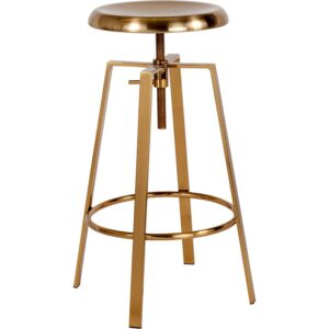 Add fun to your kitchen or bar with this stylish gold barstool with metal swivel lift seat. The contoured seat is designed for comfortable seating. The swivel seat adjusts in height to accommodate different users. The sturdy metal frame has a foot rest for added comfort and stability and is finished off with protective rubber floor glides to ensure the chairs tuck in smoothly and that your floors stay free from scuffs and scratches. The unique design of this backless stool will completely transform your home.