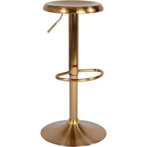 Save a space for this sleek looking modern stool at your kitchen island or countertop. This elegantly contemporary styled gold metal bar stool with its adjustable height and ergonomic molded seat will bring the wow factor to any space you choose
