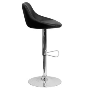located just below the seat making it a great fit for your breakfast bar or kitchen counter. The chrome base and footrest complement the stool's modern design and this stool will hold up to 330 pounds. Designed for residential use