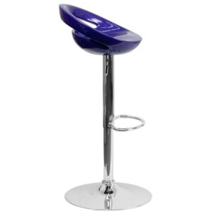 height adjustable barstool. The cutout back and gentle curve in the smooth seat create sleek comfort. The dual purpose design performs as a counter height stool or a bar height stool. The height adjustable swivel seat adjusts from counter to bar height with the handle located below the seat. Made to support you while you relax