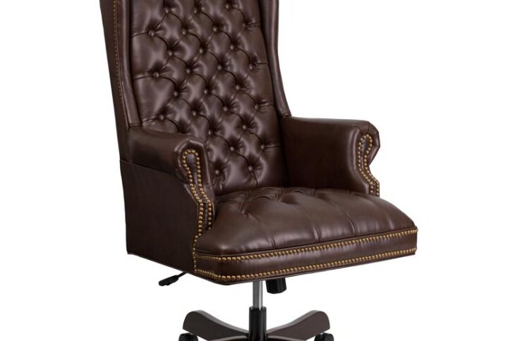 This button tufted executive office chair combines old world craftsmanship with 21st century ergonomic seating principles