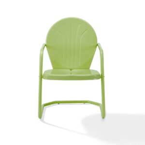 this chair's steel construction and powder-coated finish resist rust and sun fade. Featuring a vintage style that comes in a variety of vibrant colors