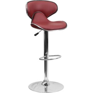 This sharply designed burgundy adjustable height bar stool may be the most comfortable