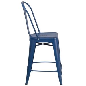 jazz up your kitchen island or complete that entertainment room in the basement with this colorful antique blue metal counter stool. When setting up a cozy space in your kitchen to enjoy a cup of joe and light breakfast
