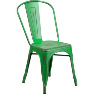Spice up your kitchen or dining room by adding this colorful metal chair to your dining table. This metal dining chair pairs nicely with not only metal tables but also with glass and wood dining tables. Whether your home decor is shabby chic