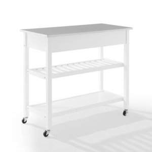 the Chloe Kitchen Island/Cart is ideal for adding extra counter space to your kitchen. Featuring two large full-extension drawers with recessed metal drawer pulls