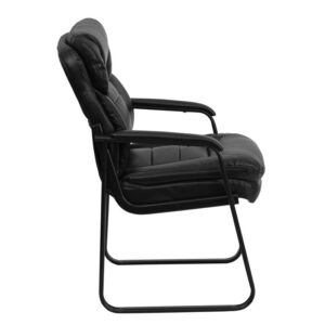 this LeatherSoft upholstered executive side chair with sled base serves as a stylish