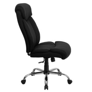 offering a broader seat and back width. High back office chairs have backs extending to the upper back for greater support. The high back design relieves tension in the lower back