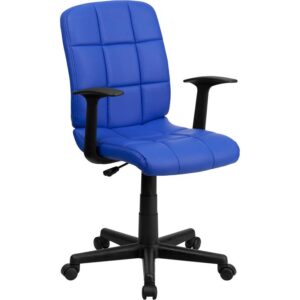 Add a splash of color to your workspace with this mid-back swivel task office chair boasting quilted