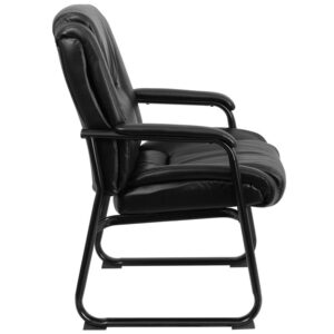 these big and tall office reception chairs with arms make an executive statement in any corporate setting. Our top-quality office reception chairs feature: - Stylish black LeatherSoft upholstery blends softness and durability