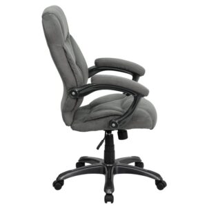 preventing long term strain. The contoured seat dissipates pressure points for greater comfort. The waterfall front seat edge removes pressure from the lower legs and improves circulation. The tilt lock mechanism rocks/tilts the chair and locks in an upright position while the tilt tension adjustment knob adjusts the chair's backward tilt resistance. Chair easily swivels 360 degrees to get the maximum use of your workspace without strain. The pneumatic adjustment lever will allow you to easily adjust the seat to your desired height. The titanium nylon base with black caps prevents feet from slipping when resting on chairs base.