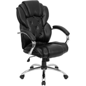 This button tufted executive office chair adds a bit of modern flair to this chair