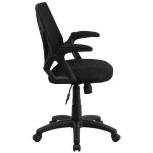 comfortable seating. Mesh office chairs can keep you more productive throughout your work day with the ventilated back design. The breathable mesh material allows air to circulate to keep you cool while sitting. The mid-back design offers support to the mid-to-upper back region. The waterfall front seat edge removes pressure from the lower legs and improves circulation. Chair easily swivels 360 degrees to get the maximum use of your workspace without strain. This rolling mesh desk chair features dual wheel casters for effortless movement. The pneumatic adjustment lever will allow you to easily adjust the seat to your desired height. From behind the desk to the meeting room this chair can provide a seamless addition to your work space.