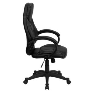 preventing long term strain. The waterfall front seat edge removes pressure from the lower legs and improves circulation. Chair easily swivels 360 degrees to get the maximum use of your workspace without strain. The pneumatic adjustment lever will allow you to easily adjust the seat to your desired height.