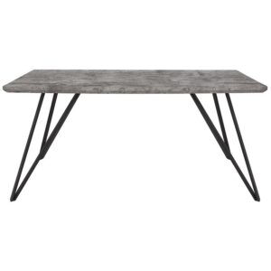 this dining table brings a simple beauty to your dining room. The beautiful faux concrete top finish and triangular shaped legs provide great focal points. So gather family and friends around this generously sized
