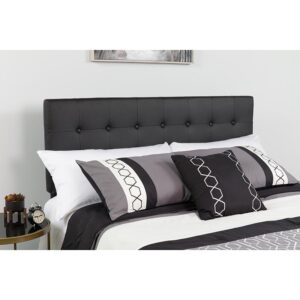 Take your pre-teens bedroom from child-like to teenage-chic with this exquisite tufted panel headboard. A headboard gives any bedroom a very personal touch and allows you to show off your style. This gorgeous black full headboard features button tufting and a box stitch design