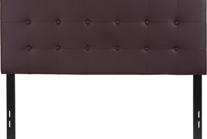 Take your pre-teens bedroom from child-like to teenage-chic with this exquisite tufted panel headboard. A headboard gives any bedroom a very personal touch and allows you to show off your style. This gorgeous brown full headboard features button tufting and a box stitch design
