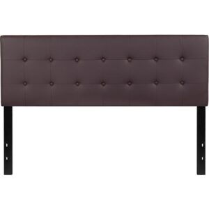 Take your pre-teens bedroom from child-like to teenage-chic with this exquisite tufted panel headboard. A headboard gives any bedroom a very personal touch and allows you to show off your style. This gorgeous brown queen headboard features button tufting and a box stitch design