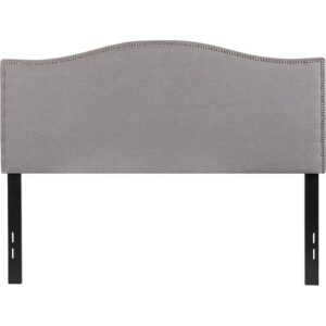 you need a headboard to provide extra support. A headboard gives your room a very personal touch and allows you to show off your style. This gorgeous light gray full headboard features brass nailhead trim