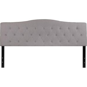 you need a headboard to provide extra support. A headboard gives your room a very personal touch and allows you to show off your style. This gorgeous light gray king headboard features button tufting and a diamond stitch pattern design