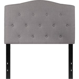 you need a headboard to provide extra support. A headboard gives your room a very personal touch and allows you to show off your style. This gorgeous light gray twin headboard features button tufting and a diamond stitch pattern design
