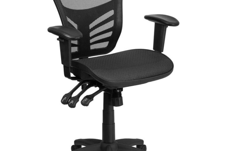 This inviting office chair will provide you with much functionality with easy to adjust triple paddle controls. This chair features transparent