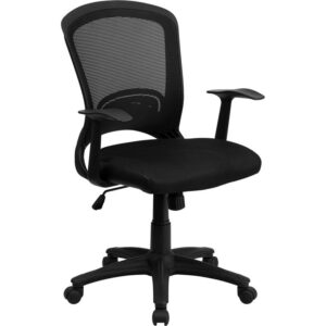 This decorative black mesh back office chair provides you the basic function needed to complete your everyday tasks at work or home. Mid-back office chairs are the logical choice for performing an array of tasks. A mid-back office chair offers support to the mid-to-upper back region. The contoured seat dissipates pressure points for greater comfort. Chair easily swivels 360 degrees to get the maximum use of your workspace without strain. The pneumatic adjustment lever will allow you to easily adjust the seat to your desired height.