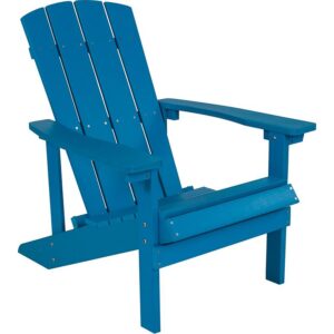 Bring the beach to your home with this colorful blue adirondack lounging chair. This lounger has a wide back