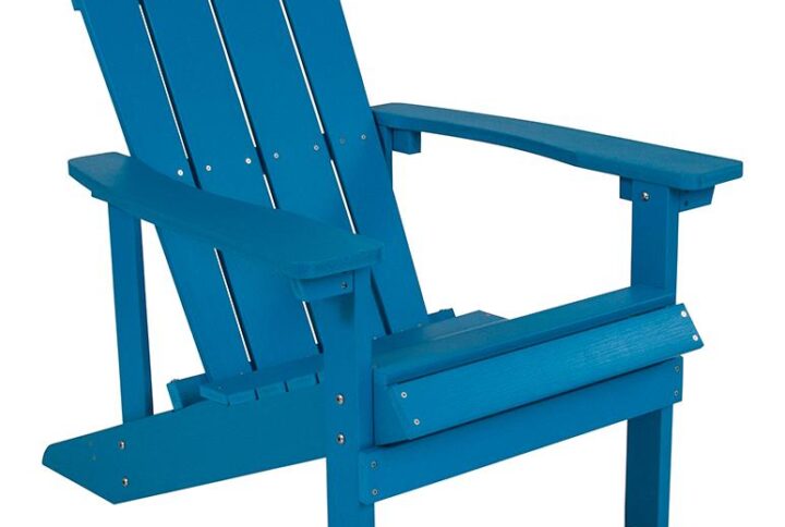 Bring the beach to your home with this colorful blue adirondack lounging chair. This lounger has a wide back