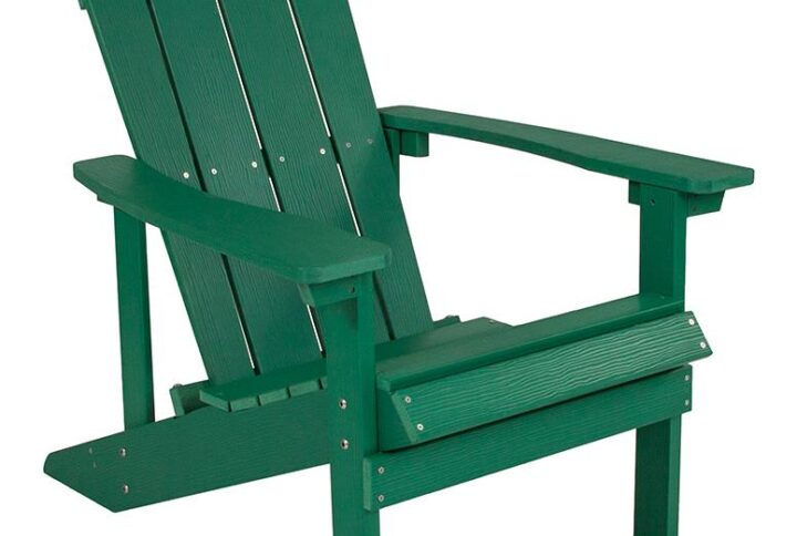 Bring the beach to your home with this colorful green adirondack lounging chair. This lounger has a wide back